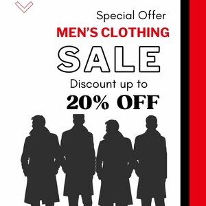 LIMITED TIME SPECIAL OFFER SALE UP TO 20% ON MEN'S CLOTHING